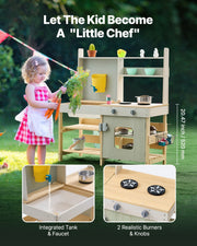 Wooden Mud Kitchen Outdoor Toy Play Kitchen Set for Kids Pretend Playset V952-NJCFJDK35INC4D3XEV0