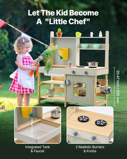 Wooden Mud Kitchen Outdoor Toy Play Kitchen Set for Kids Pretend Playset V952-NJCFJDK35INC4D3XEV0