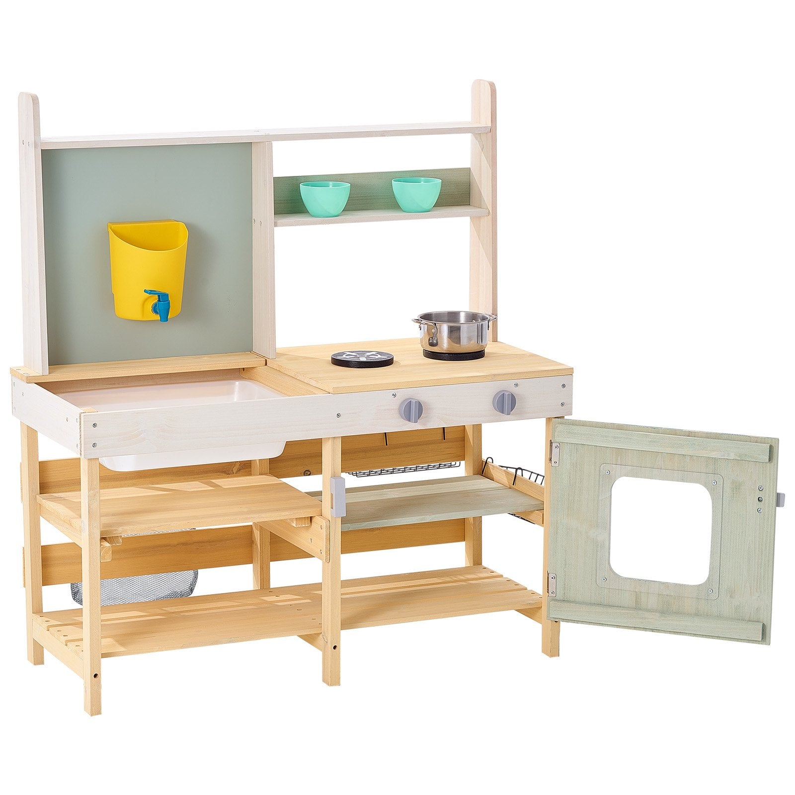 Wooden Mud Kitchen Outdoor Toy Play Kitchen Set for Kids Pretend Playset V952-NJCFJDK35INC4D3XEV0