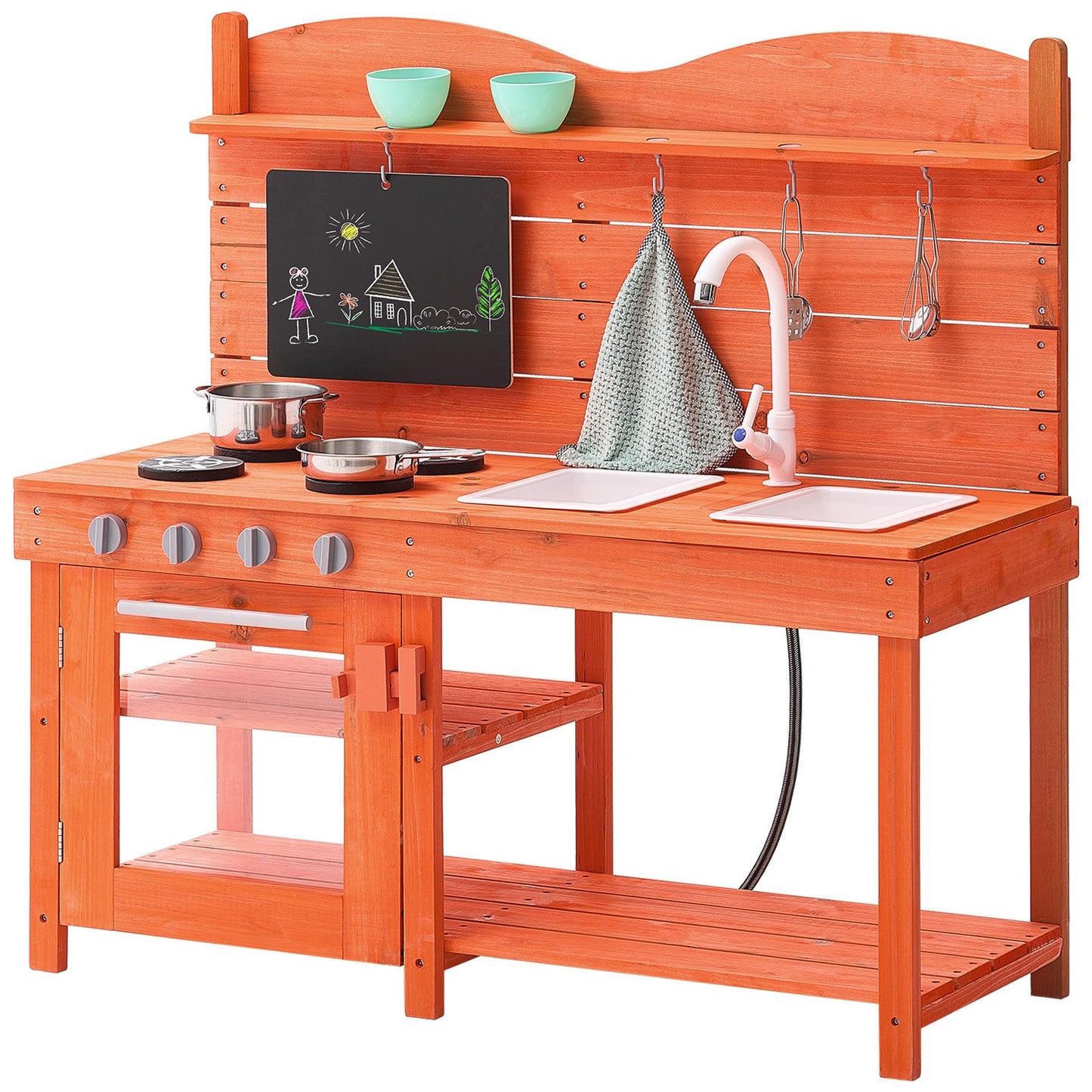 Wooden Mud Kitchen Outdoor Toy Play Kitchen Set for Kids Pretend Playset V952-NJCFJDK40INC0CXFQV0