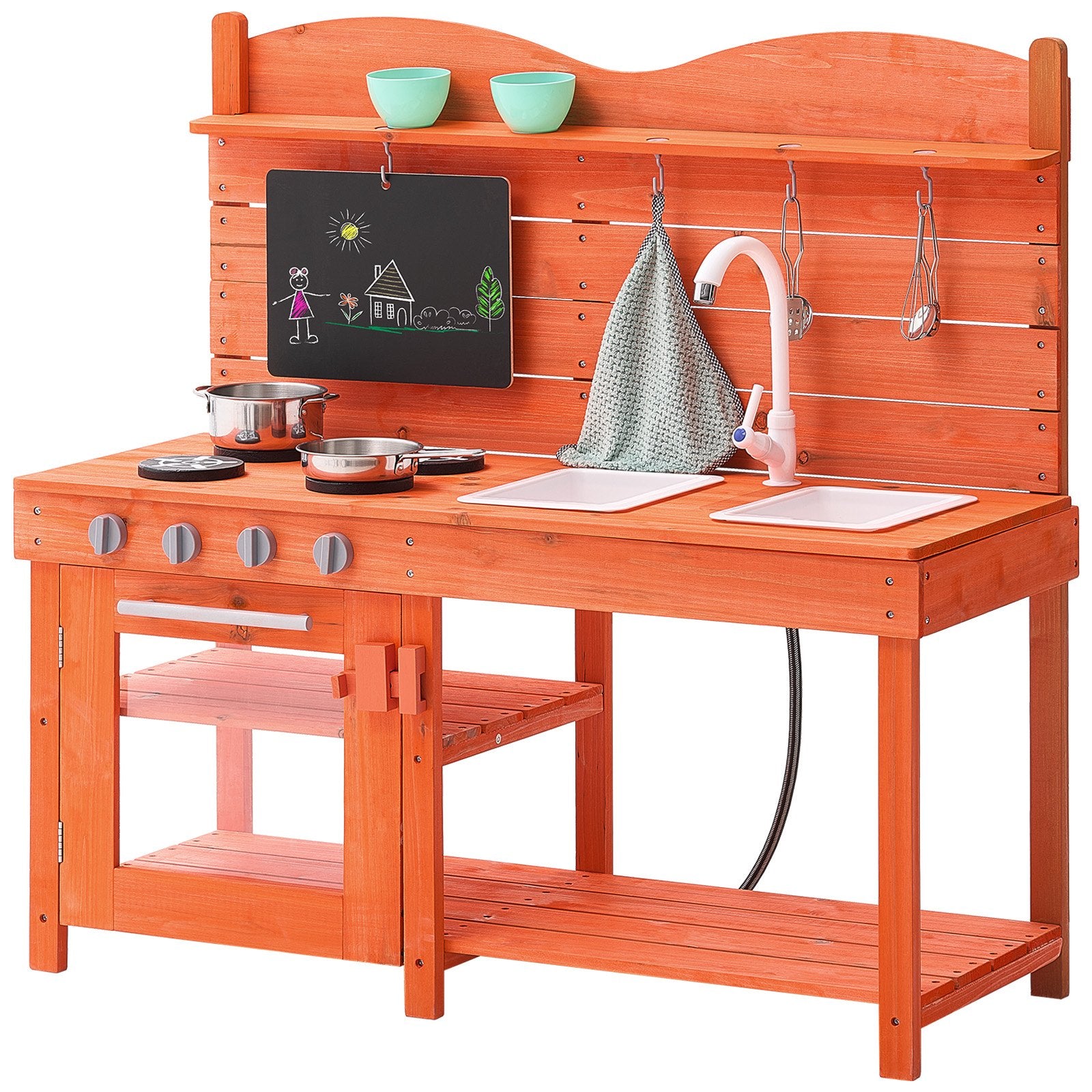 Wooden Mud Kitchen Outdoor Toy Play Kitchen Set for Kids Pretend Playset V952-NJCFJDK40INC0CXFQV0
