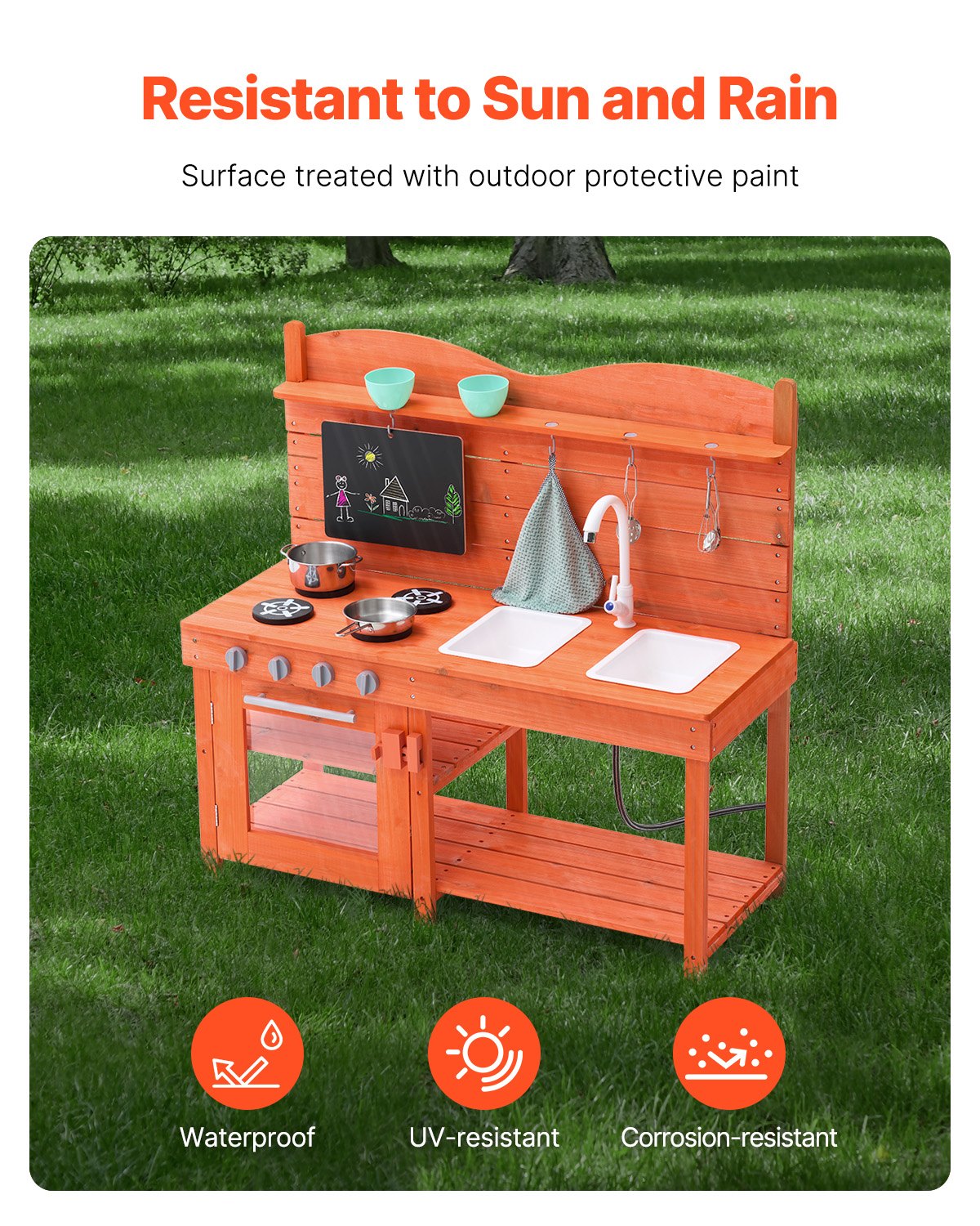 Wooden Mud Kitchen Outdoor Toy Play Kitchen Set for Kids Pretend Playset V952-NJCFJDK40INC0CXFQV0