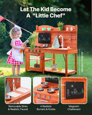Wooden Mud Kitchen Outdoor Toy Play Kitchen Set for Kids Pretend Playset V952-NJCFJDK40INC0CXFQV0