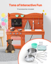 Wooden Mud Kitchen Outdoor Toy Play Kitchen Set for Kids Pretend Playset V952-NJCFJDK40INC0CXFQV0