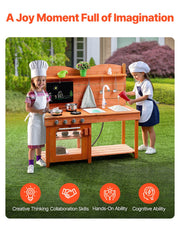 Wooden Mud Kitchen Outdoor Toy Play Kitchen Set for Kids Pretend Playset V952-NJCFJDK40INC0CXFQV0