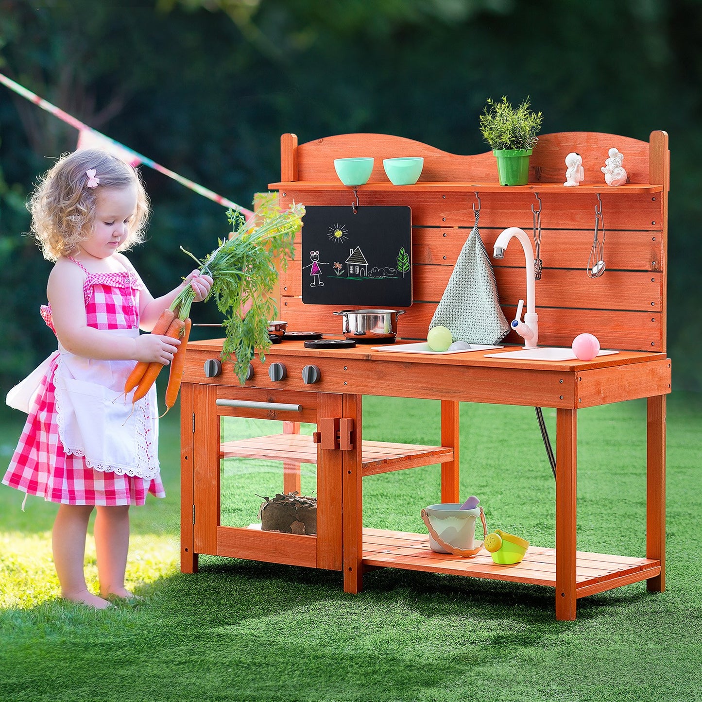 Wooden Mud Kitchen Outdoor Toy Play Kitchen Set for Kids Pretend Playset V952-NJCFJDK40INC0CXFQV0