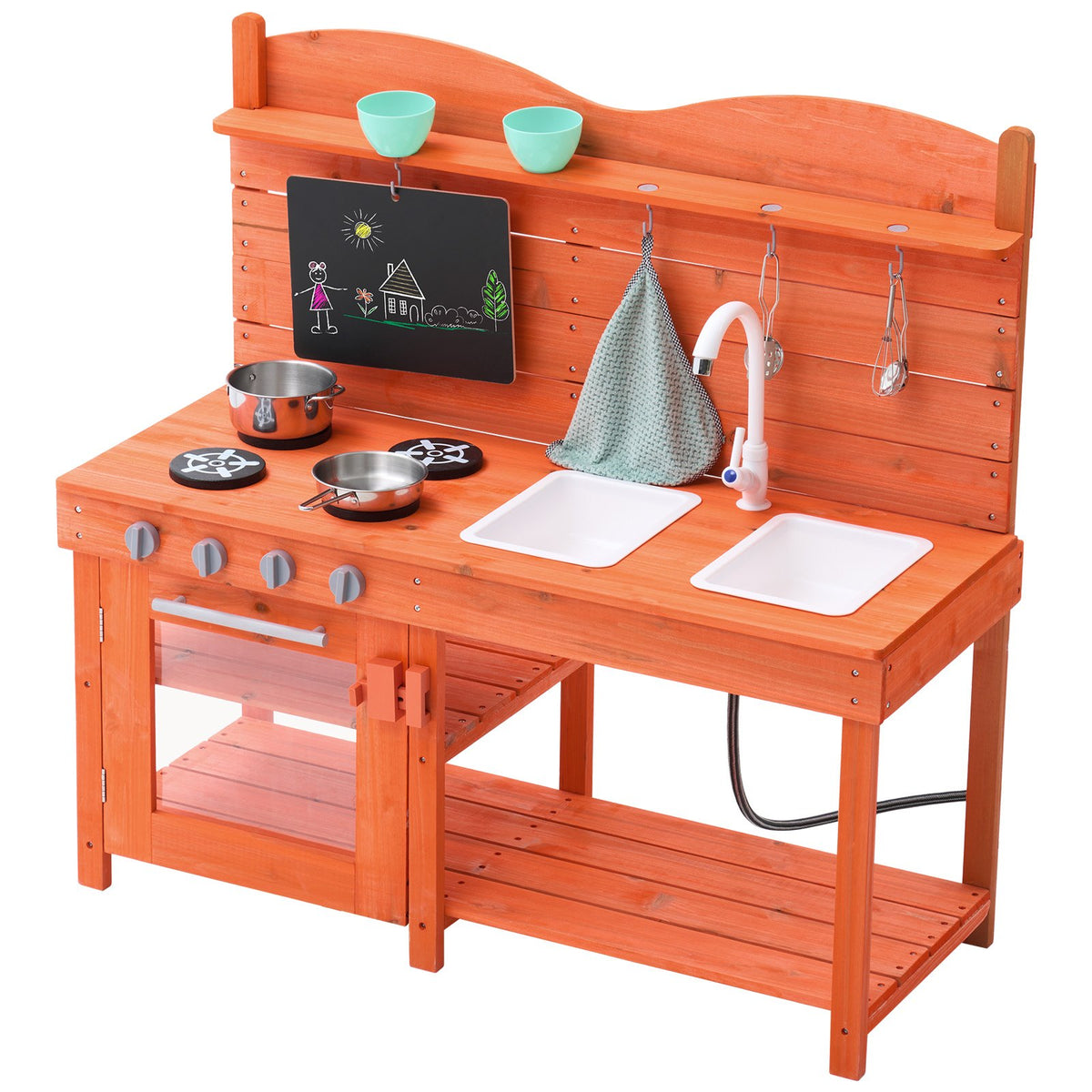 Wooden Mud Kitchen Outdoor Toy Play Kitchen Set for Kids Pretend Playset V952-NJCFJDK40INC0CXFQV0