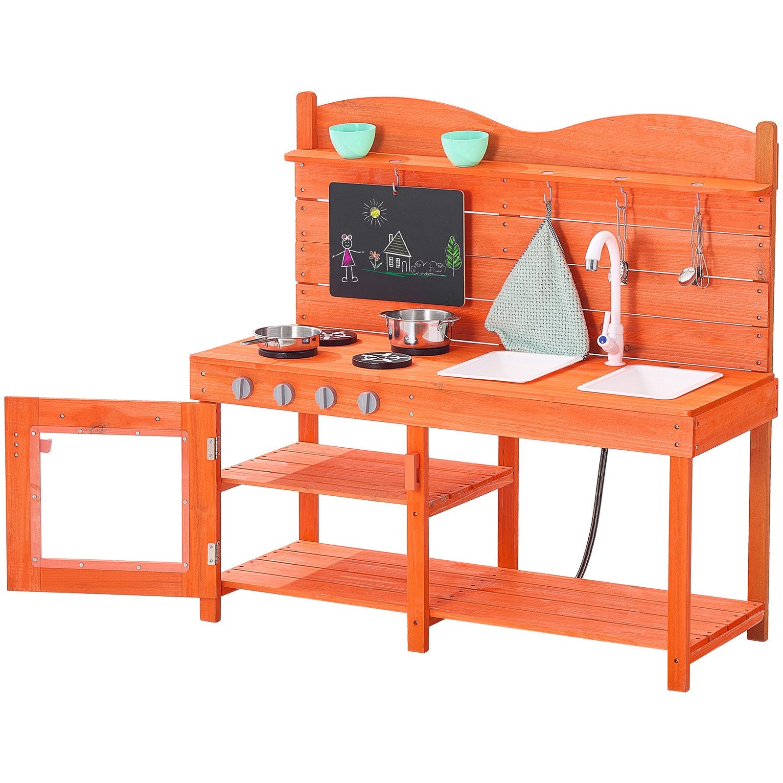Wooden Mud Kitchen Outdoor Toy Play Kitchen Set for Kids Pretend Playset V952-NJCFJDK40INC0CXFQV0