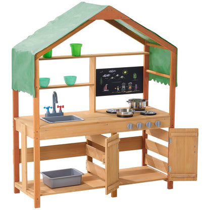 Wooden Mud Kitchen Outdoor Toy Play Kitchen Set for Kids Pretend Playset V952-NJCFTPK40INCI1U56V0