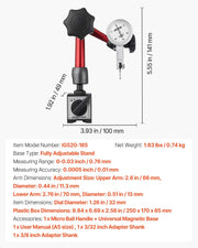 Dial Test Indicator with Universal Magnetic Base and Storage Case, 0.01 mm Accuracy, 0-0.76 mm Range, Micro V952-NJCLGJGGBFBWG49MA001V0