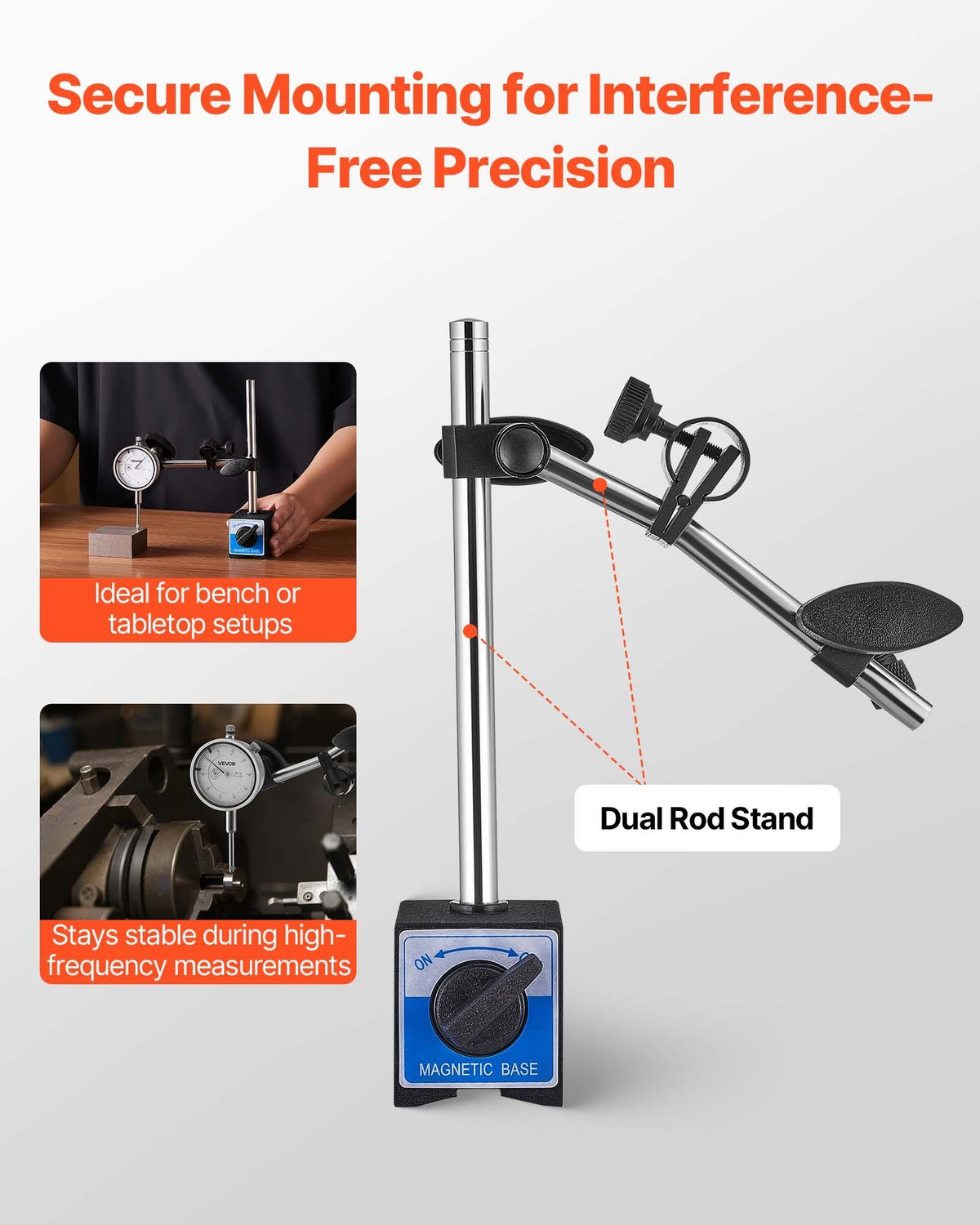 Dial Test Indicator with Dual Rod Stand and Storage Case, 0.03 mm Accuracy, 0-25.4mm Range, Fine Adjustable V952-NJCLGJGJDBFB3JPMJ001V0