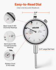 Dial Test Indicator with Dual Rod Stand and Storage Case, 0.03 mm Accuracy, 0-25.4mm Range, Fine Adjustable V952-NJCLGJGJDBFB3JPMJ001V0