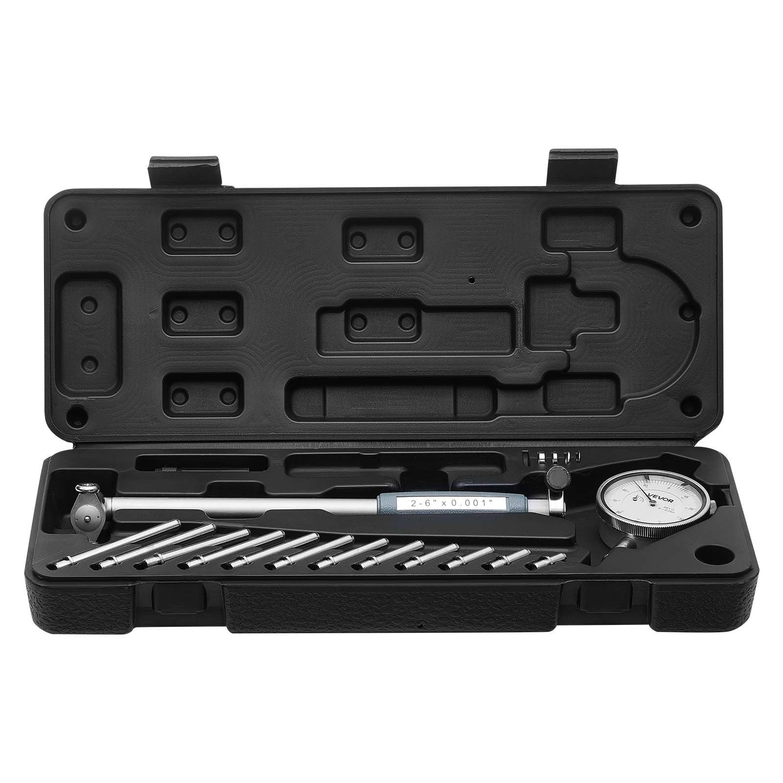 Dial Test Indicator and Bore Gauge Measuring Tool Set, Dial Indicator 0.03 mm Accuracy, 50.8-152.4 mm Bore V952-NJCLGJGJDNJBWDXZQ001V0