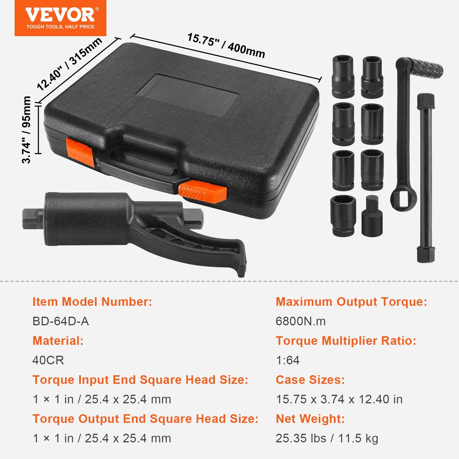 Torque Multiplier, Heavy Duty Torque Multiplier Wrench Set, 1 Inch Drive Lug Nut Wrench Torque Multiplier, V952-NJZBTTBSSYS0183I3V0