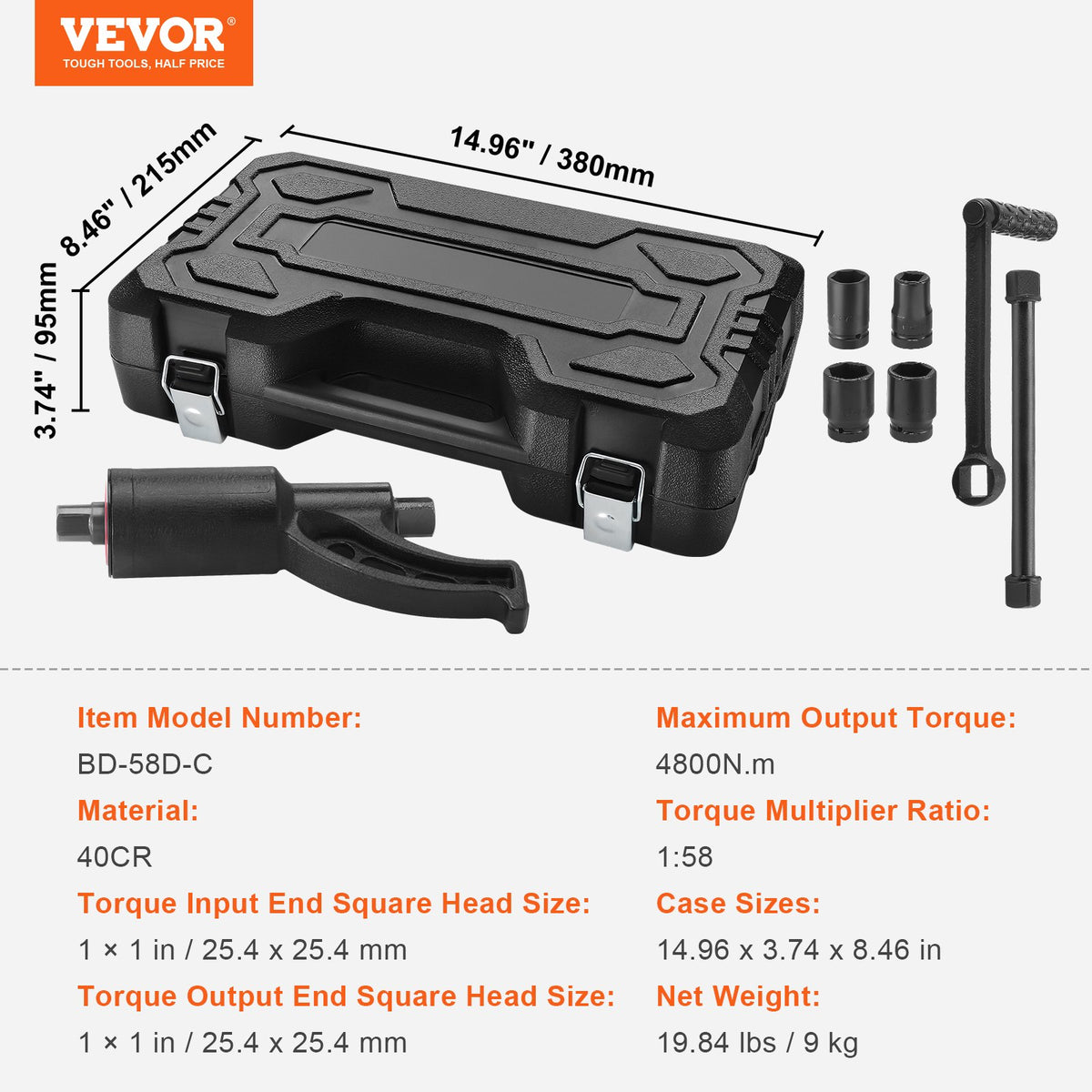 Torque Multiplier, Heavy Duty Torque Multiplier Wrench Set, 1 Inch Drive Lug Nut Wrench Torque Multiplier, V952-NJZBTTBSSYS15EO9WV0