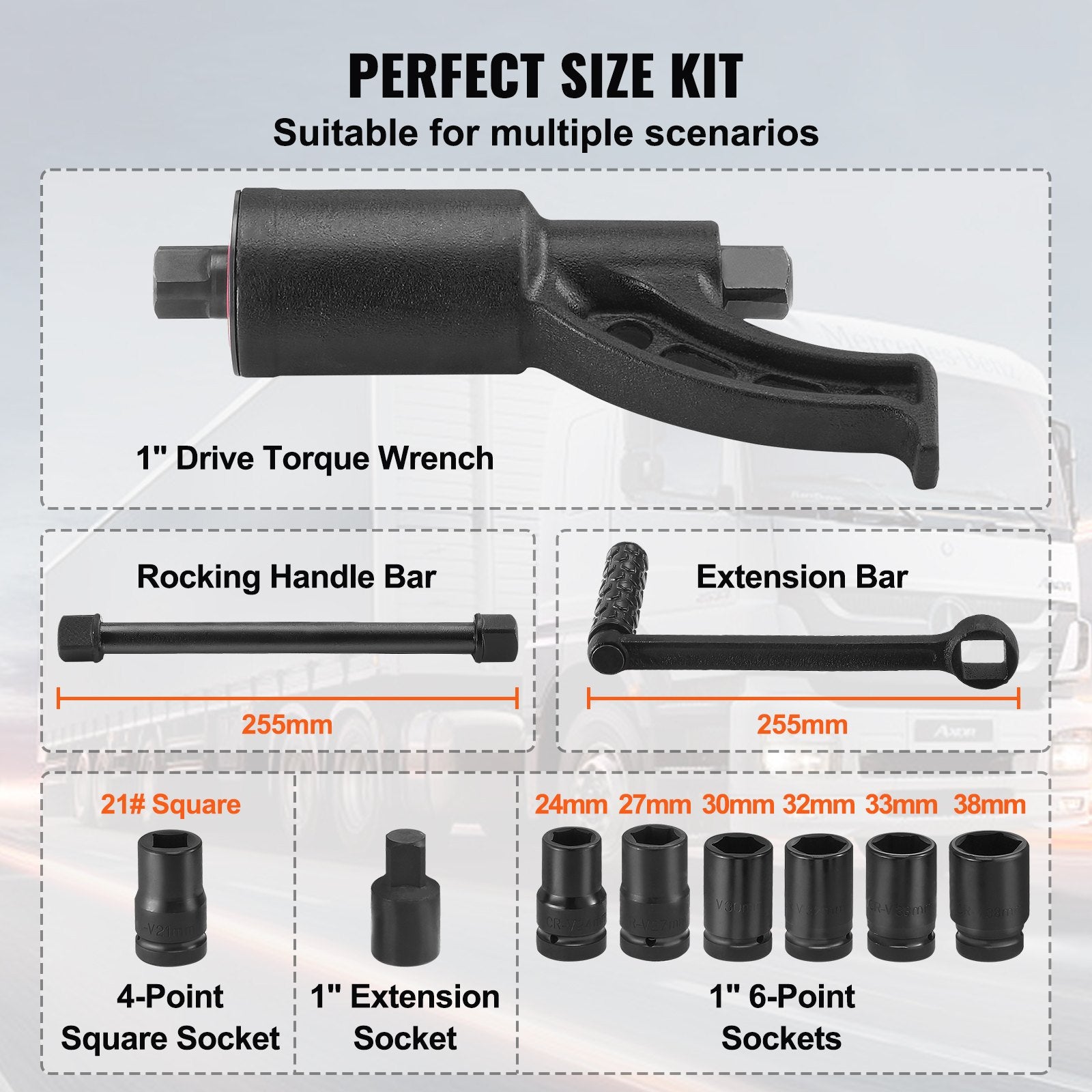 Torque Multiplier, Heavy Duty Torque Multiplier Wrench Set, 1 Inch Drive Lug Nut Wrench Torque Multiplier, V952-NJZBTTBSSYS18A2CLV0