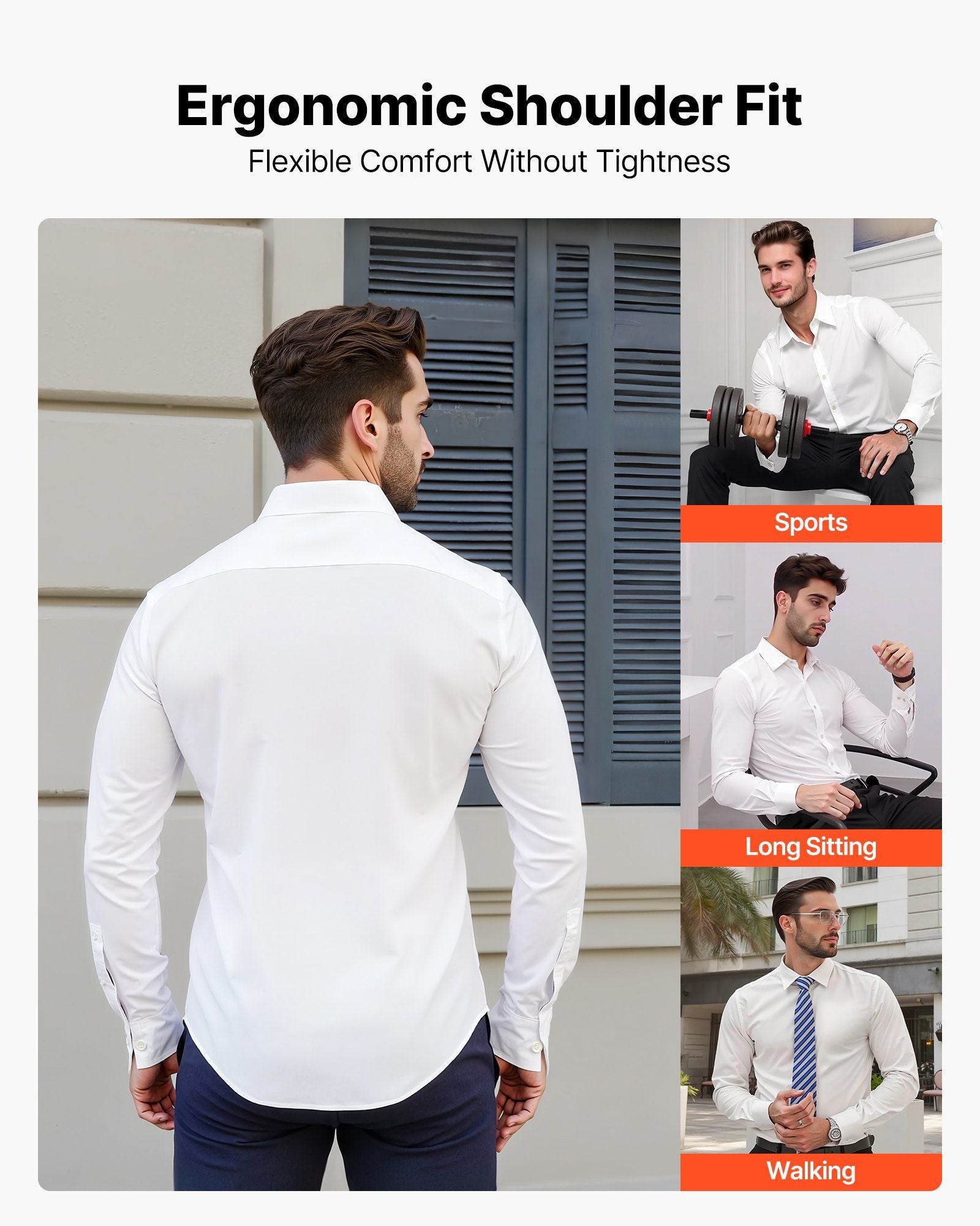 Men's Button Up Shirt, Mens Long Sleeve Wrinkle-free Button Down Dress Shirts, Slim Fit Soft Stretch Fabric V952-NKCSBMM00000OQZQ2001V0