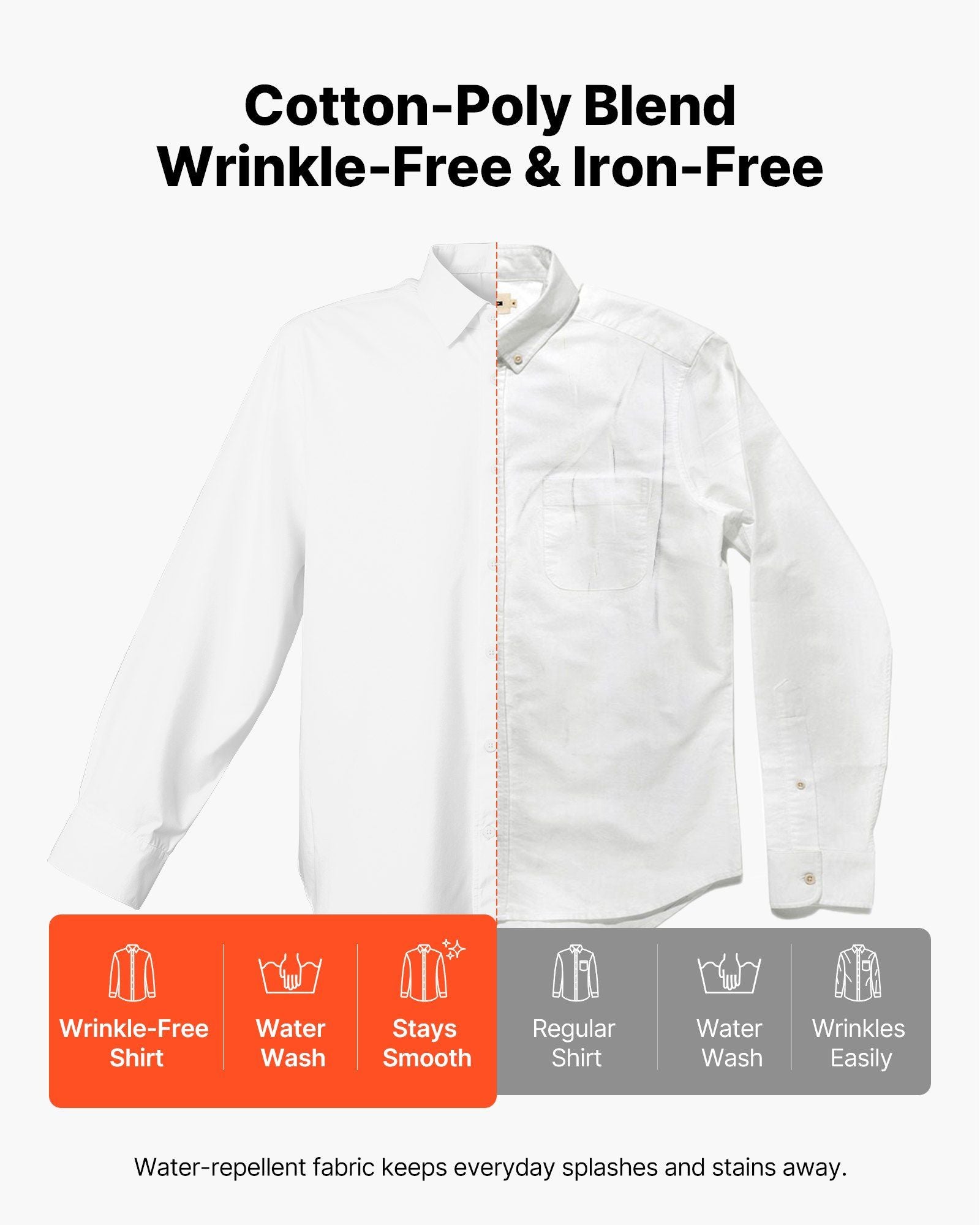 Men's Button Up Shirt, Mens Long Sleeve Wrinkle-free Button Down Dress Shirts, Slim Fit Soft Stretch Fabric V952-NKCSBMM00000OQZQ2001V0