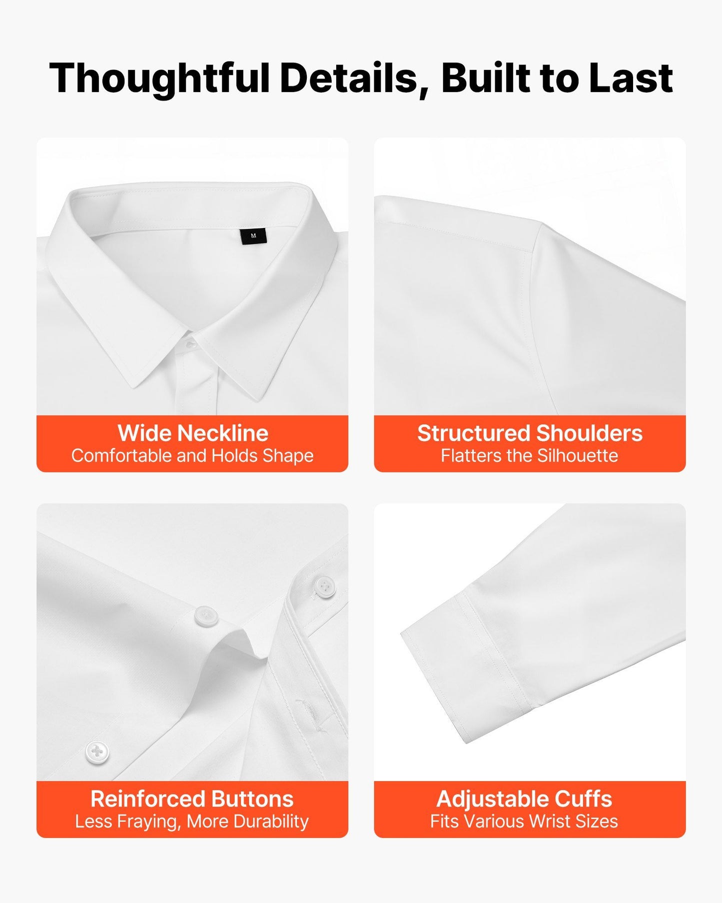 Men's Button Up Shirt, Mens Long Sleeve Wrinkle-free Button Down Dress Shirts, Slim Fit Soft Stretch Fabric V952-NKCSBMM00000OQZQ2001V0