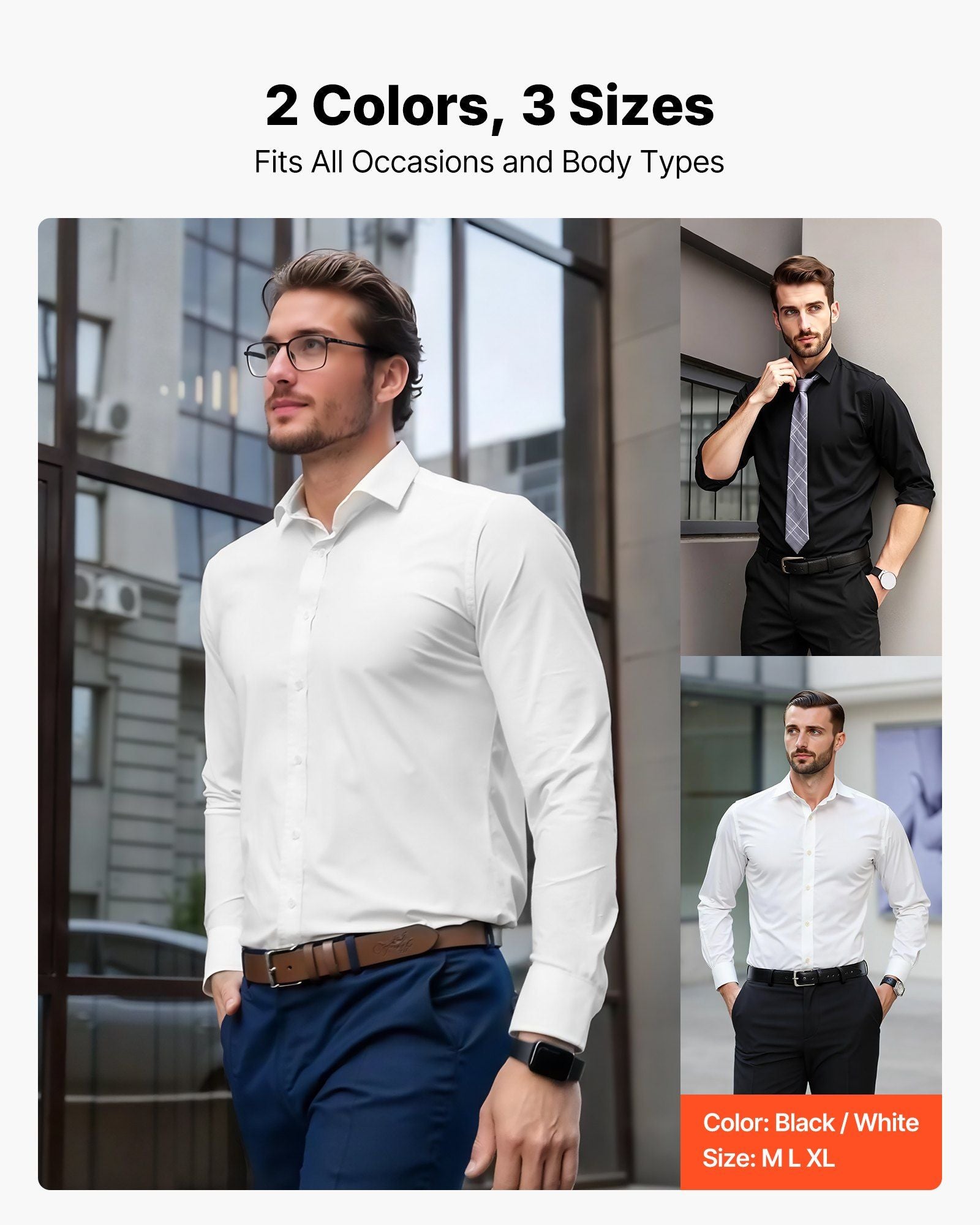 Men's Button Up Shirt, Mens Long Sleeve Wrinkle-free Button Down Dress Shirts, Slim Fit Soft Stretch Fabric V952-NKCSBXLM0000GQPAM001V0