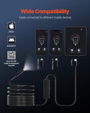 Endoscope Camera with Light, 1920P HD Borescope for Android & IOS, 8 LED Lights Inspection Camera with 5m V952-NKJSXTYX3H1DDST3N001V9