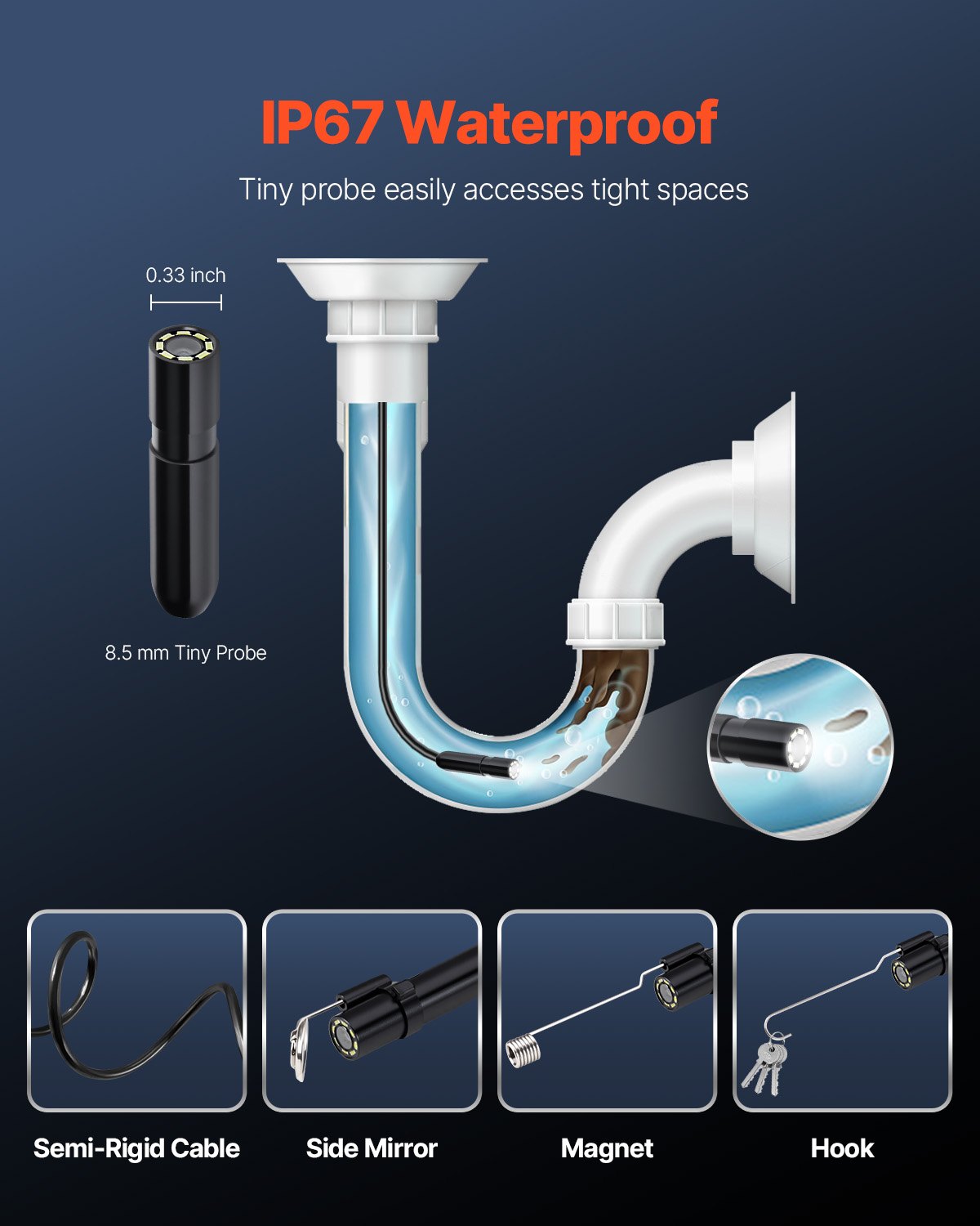 Endoscope Camera with Light, 1920P HD Borescope for Android & IOS, 8 LED Lights Inspection Camera with 5m V952-NKJSXTYX3H1DDST3N001V9