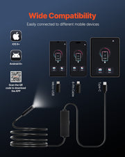 Endoscope Camera with Light, 1920P HD Borescope for Android & IOS, 8 LED Lights Inspection Camera with 3m V952-NKJSXTYX3H1DGG5KA001V9