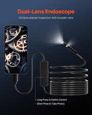 Endoscope Camera with Light, Dual Lens Borescope for Android & IOS, 1920P HD Inspection Camera with 8 + 1 LED V952-NKJSXTYX3H1SVCC3A001V9