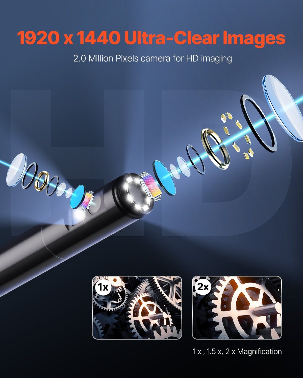 Endoscope Camera with Light, Dual Lens Borescope for Android & IOS, 1920P HD Inspection Camera with 8 + 1 LED V952-NKJSXTYX3H1SVCC3A001V9