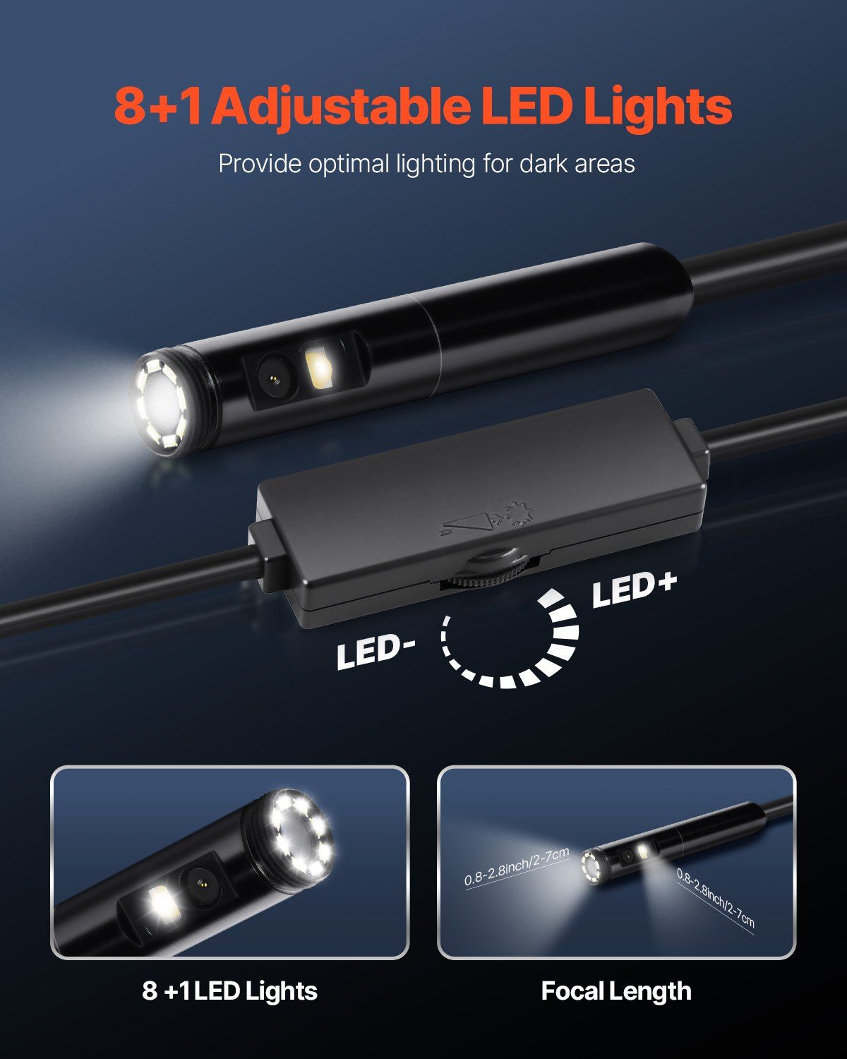 Endoscope Camera with Light, Dual Lens Borescope for Android & IOS, 1920P HD Inspection Camera with 8 + 1 LED V952-NKJSXTYX3H1SVCC3A001V9