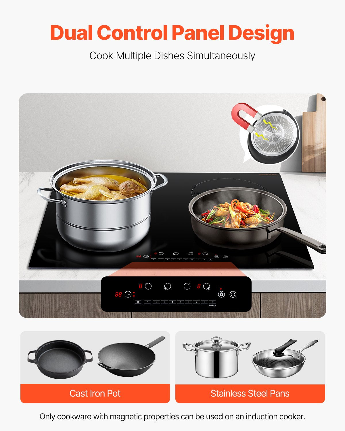6000W 4 Burner Induction Cooktop Electric Countertop Burner Touch Control V952-NQDCL4GCP6000UH38V3