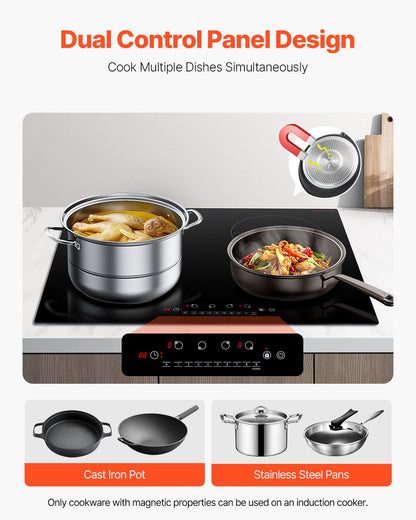 6000W 4 Burner Induction Cooktop Electric Countertop Burner Touch Control V952-NQDCL4GCP6000UH38V3