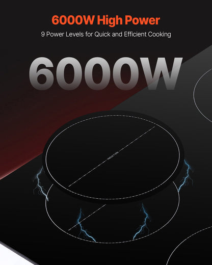 6000W 4 Burner Induction Cooktop Electric Countertop Burner Touch Control V952-NQDCL4GCP6000UH38V3