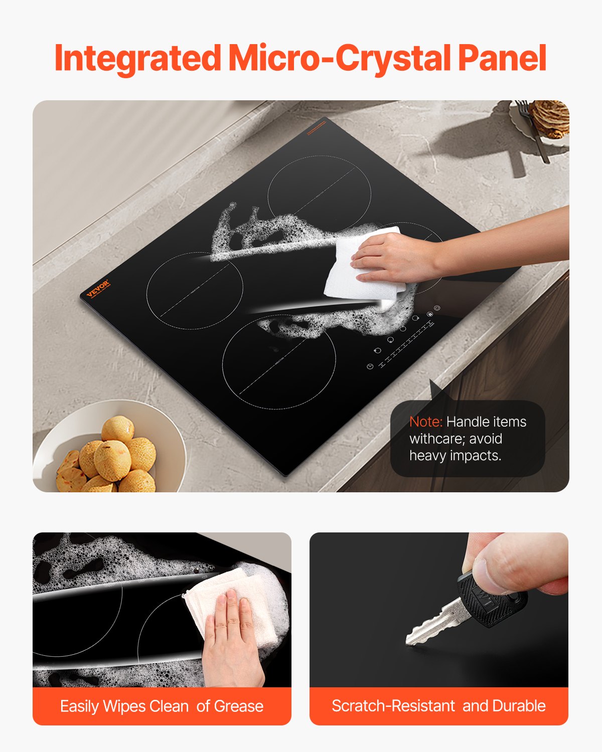6000W 4 Burner Induction Cooktop Electric Countertop Burner Touch Control V952-NQDCL4GCP6000UH38V3
