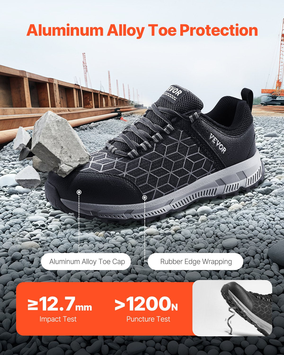 Steel Toe Shoes for Men US Size 11 Athletic Work Shoe Sneakers Black V952-NSHJJZXYDXXHFCB6FV0