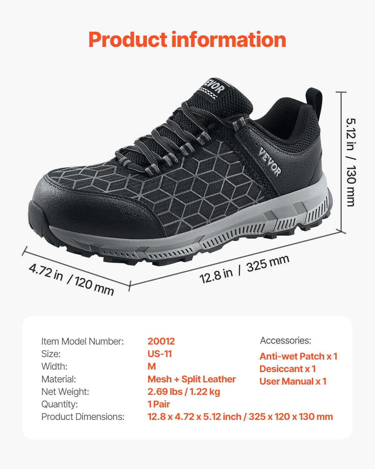 Steel Toe Shoes for Men US Size 11 Athletic Work Shoe Sneakers Black V952-NSHJJZXYDXXHFCB6FV0