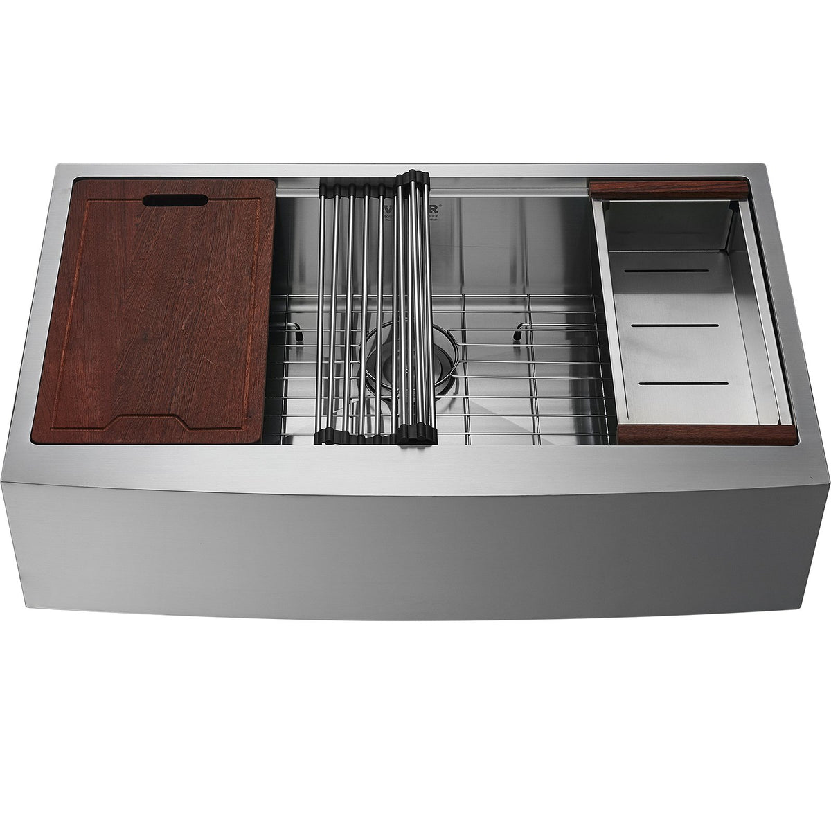 Farmhouse Kitchen Sink, 304 Stainless Steel Drop-In Sinks, Top Mount Single Bowl Basin with Ledge & V952-NSSC30YCYTJ066NW9V0