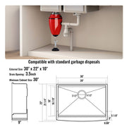 Farmhouse Kitchen Sink, 304 Stainless Steel Drop-In Sinks, Top Mount Single Bowl Basin with Ledge & V952-NSSC30YCYTJ066NW9V0