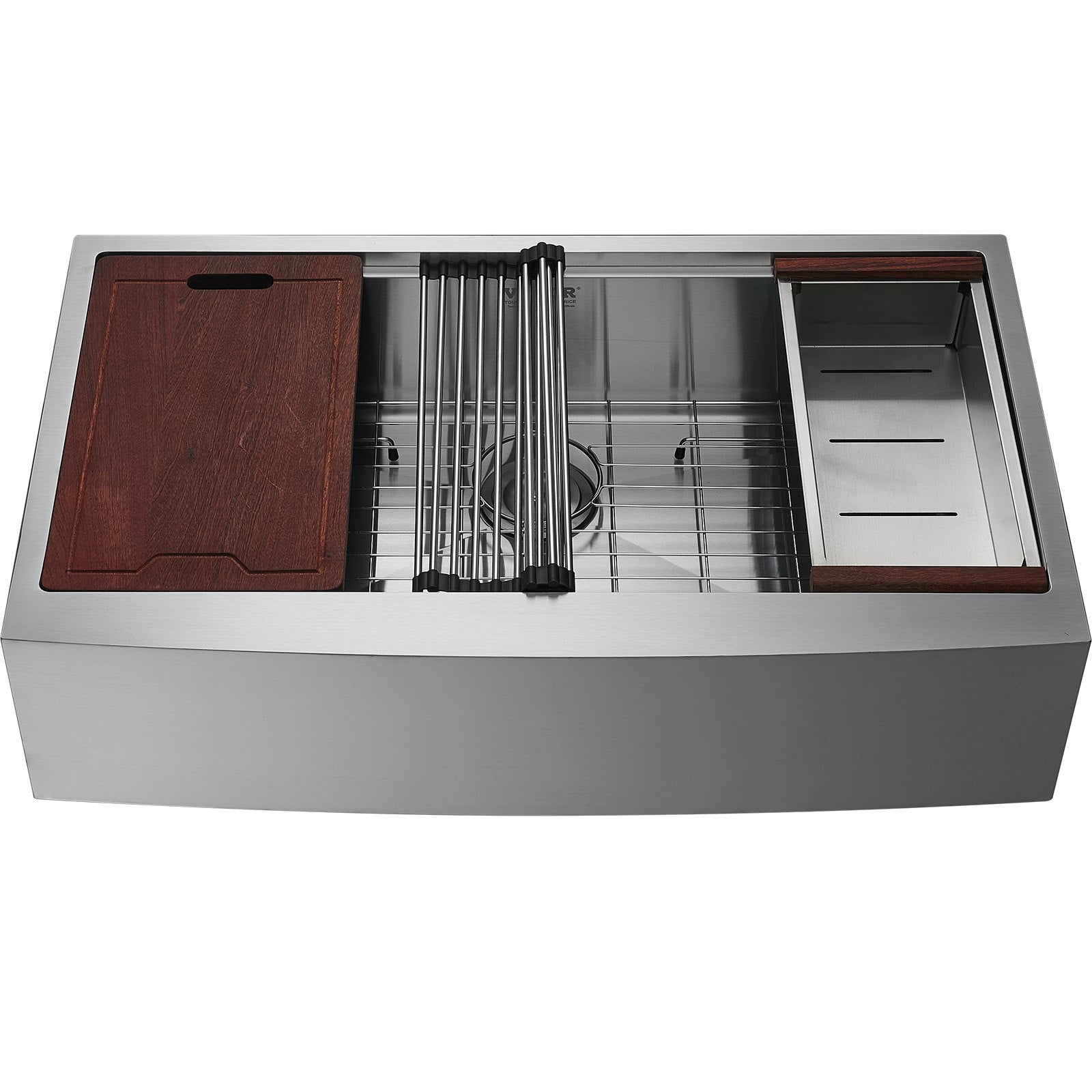 Farmhouse Kitchen Sink, 304 Stainless Steel Drop-In Sinks, Top Mount Single Bowl Basin with Ledge & V952-NSSC36YCYTJ0XIDTRV0