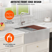 Farmhouse Kitchen Sink, 304 Stainless Steel Drop-In Sinks, Top Mount Single Bowl Basin with Ledge & V952-NSSC36YCYTJ0XIDTRV0