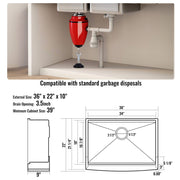 Farmhouse Kitchen Sink, 304 Stainless Steel Drop-In Sinks, Top Mount Single Bowl Basin with Ledge & V952-NSSC36YCYTJ0XIDTRV0