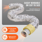 Dryer Vent Hose, 127MM Insulated Flexible Duct 7.62M Long with 2 Duct Clamps, Heavy-Duty Three Layer V952-NTJYGD25FT5G9RW3EV0