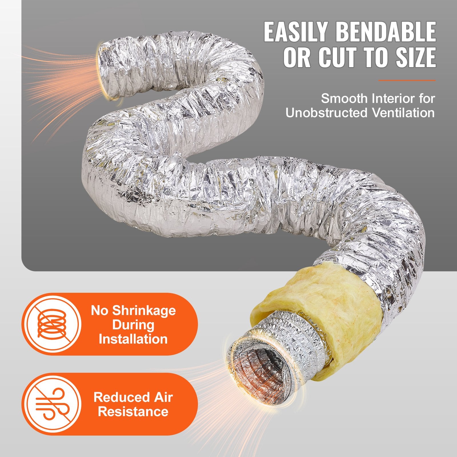 Dryer Vent Hose, 127MM Insulated Flexible Duct 7.62M Long with 2 Duct Clamps, Heavy-Duty Three Layer V952-NTJYGD25FT5G9RW3EV0