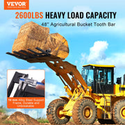 Clamp on Debris Forks to 1200 mm Bucket, 1200 kg Capacity Heavy Duty Clamp on Pallet Forks Attachments, Fit V952-NYCDCC480000YRZ31V0