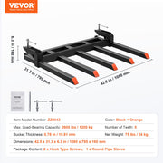 Clamp on Debris Forks to 1200 mm Bucket, 1200 kg Capacity Heavy Duty Clamp on Pallet Forks Attachments, Fit V952-NYCDCC480000YRZ31V0