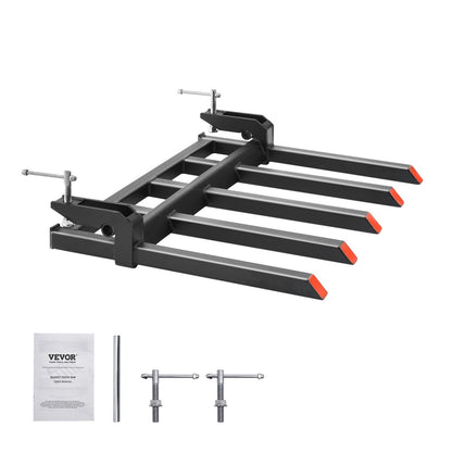 Clamp on Debris Forks to 1200 mm Bucket, 1200 kg Capacity Heavy Duty Clamp on Pallet Forks Attachments, Fit V952-NYCDCC480000YRZ31V0