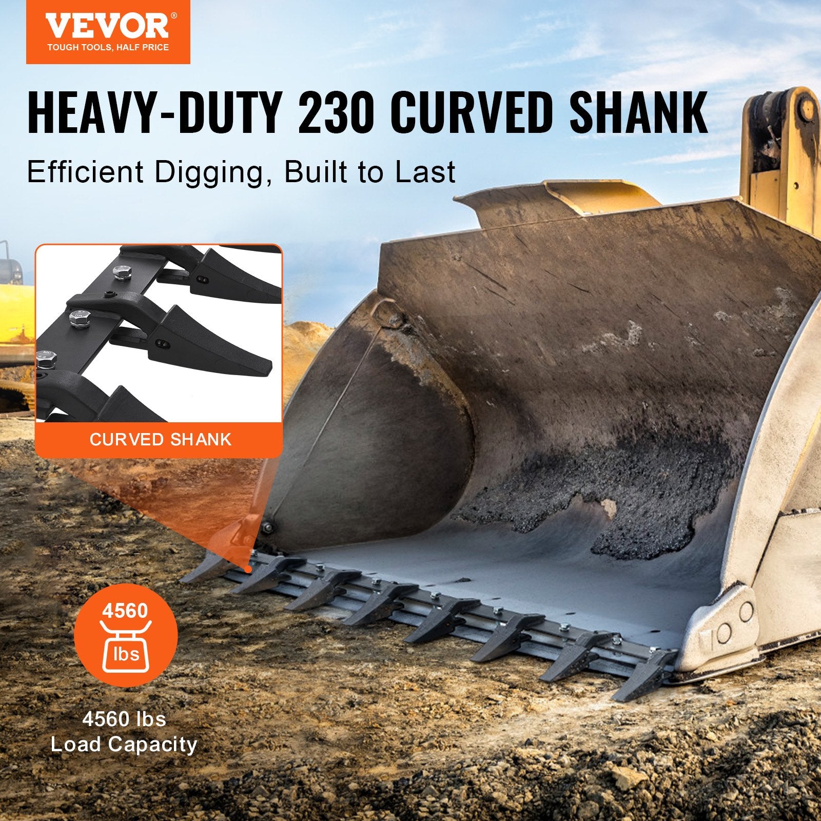 Bucket Tooth Bar, 1650mm, Heavy Duty Tractor Bucket 8 Teeth Bar for Loader Tractor Skidsteer, 2000 kg V952-NYCDWJC66INCNEM28V0