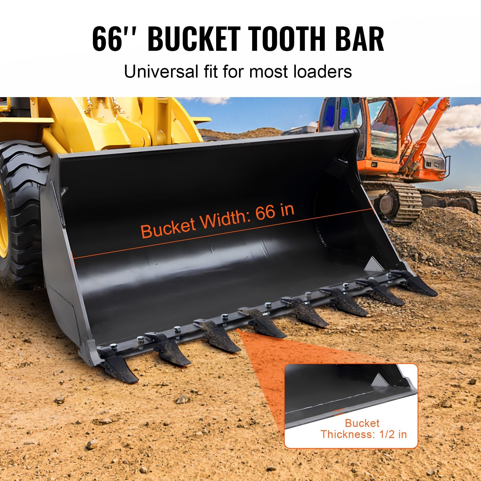 Bucket Tooth Bar, 1650mm, Heavy Duty Tractor Bucket 8 Teeth Bar for Loader Tractor Skidsteer, 2000 kg V952-NYCDWJC66INCNEM28V0