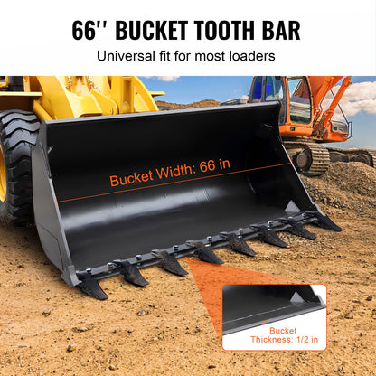 Bucket Tooth Bar, 1650mm, Heavy Duty Tractor Bucket 8 Teeth Bar for Loader Tractor Skidsteer, 2000 kg V952-NYCDWJC66INCNEM28V0