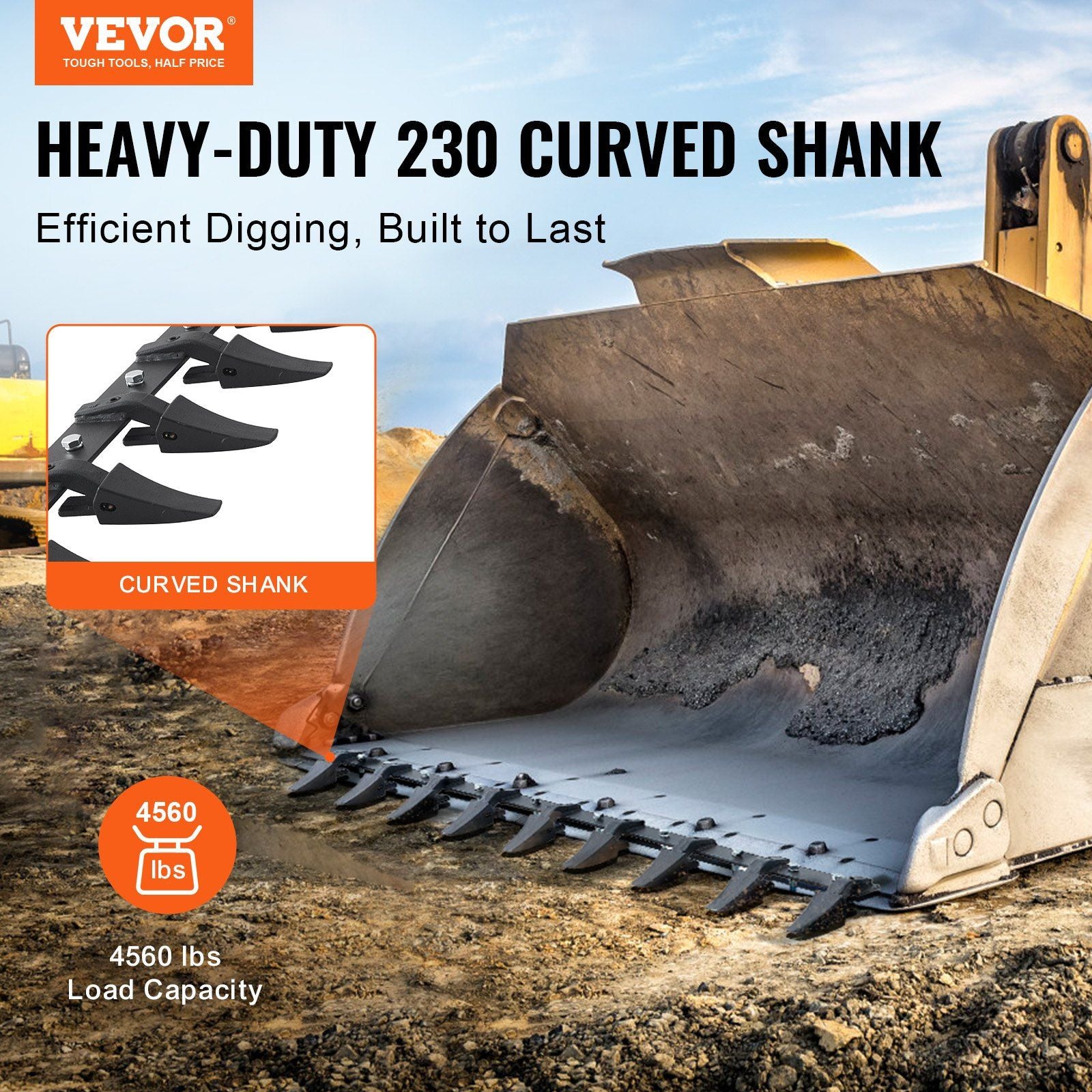 Bucket Tooth Bar, 1800mm, Heavy Duty Tractor Bucket 9 Teeth Bar for Loader Tractor Skidsteer, 2000 kg V952-NYCDWJC72ZTSO9MC2V0